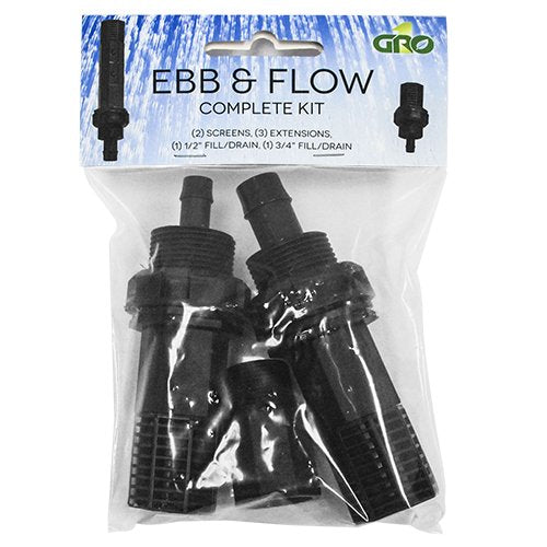 Ebb And Flow - Fittings Kit With 2 Extensions - 2 Screens 1/2 Fill/Drain And 3/4 Fill/Drain Included - Grow1